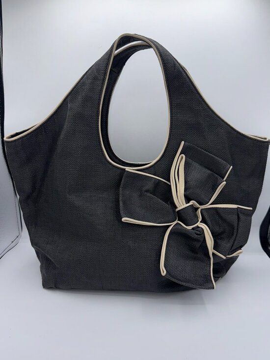 kate spade Handbags - Kate Spade Black Canvas Bow Shoulder Bag Tote Purse